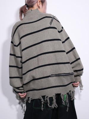 REMAKE / zipper custom border bolo knit