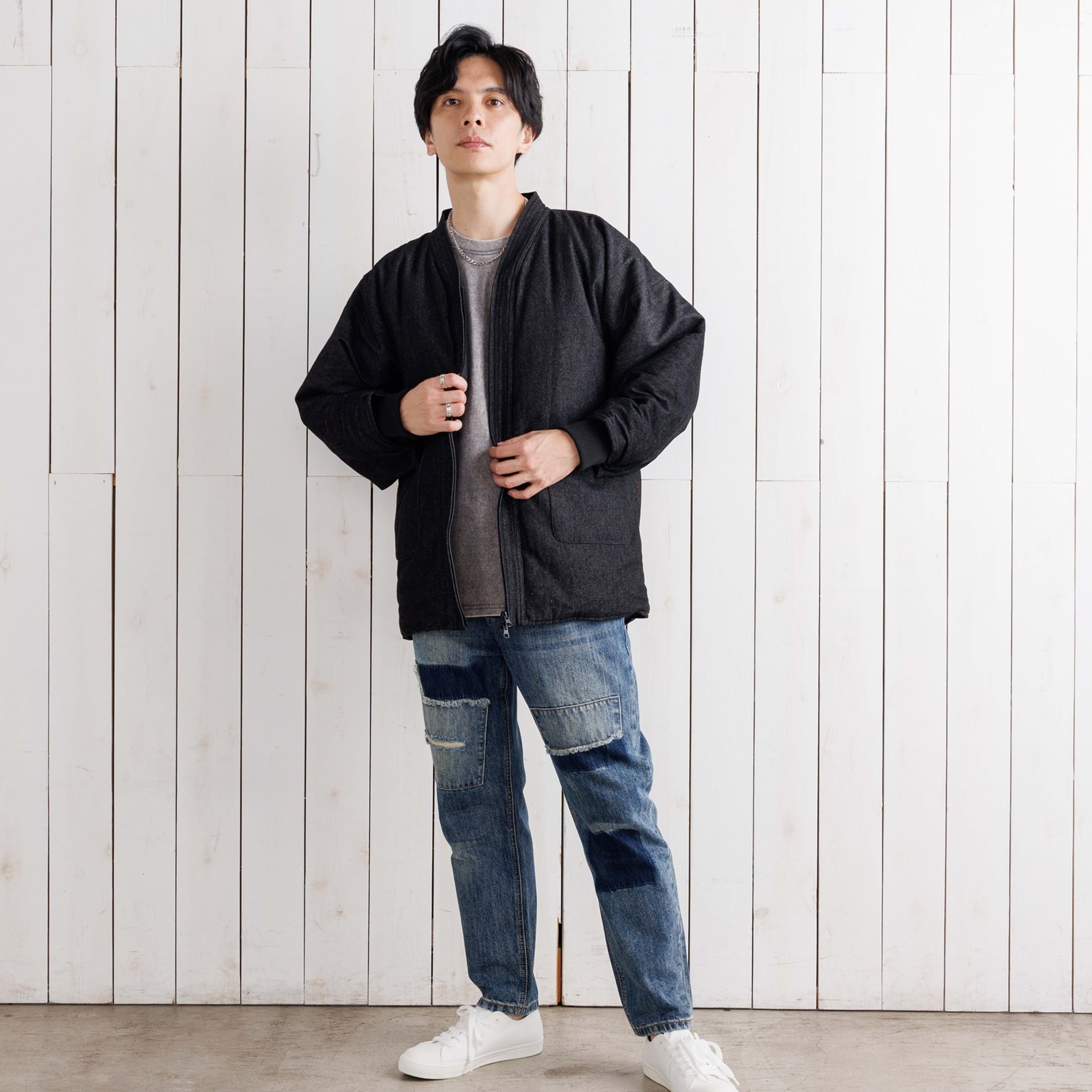 寒風寒波上等デニム半纏（ハンテン）BLACK×BLACK | Godisru