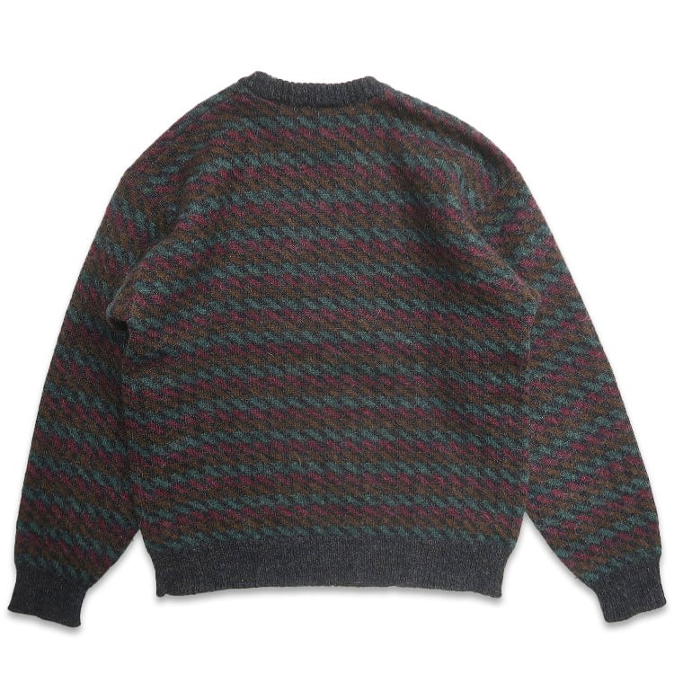 古着 80年代 USA製 LORD JEFF 総柄 ウールニット セーター 表記：XL