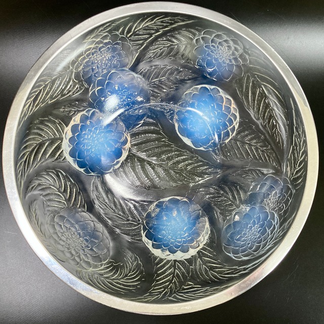 R.LALIQUE ルネ・ラリック 菊紋硝子鉢 ボウル「Dahlias」ダリア 24cm 