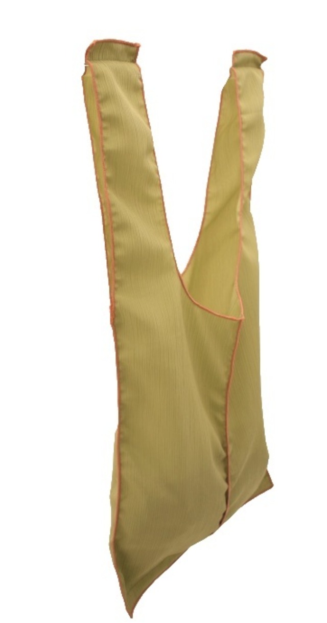 [RonRon] クシュクシュ エコバッグ (カーキ) 楊柳 クレープ生地 工房 手作り 日本製 エコパッケージ MX-0026-218