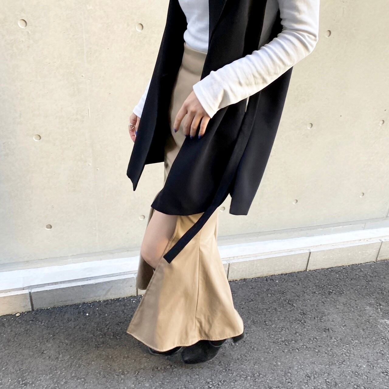 フェイクレザー ロング スカート マーメイド スリット マーメイドスカート(フェイクレザー) | 小さいサイズのお洋服