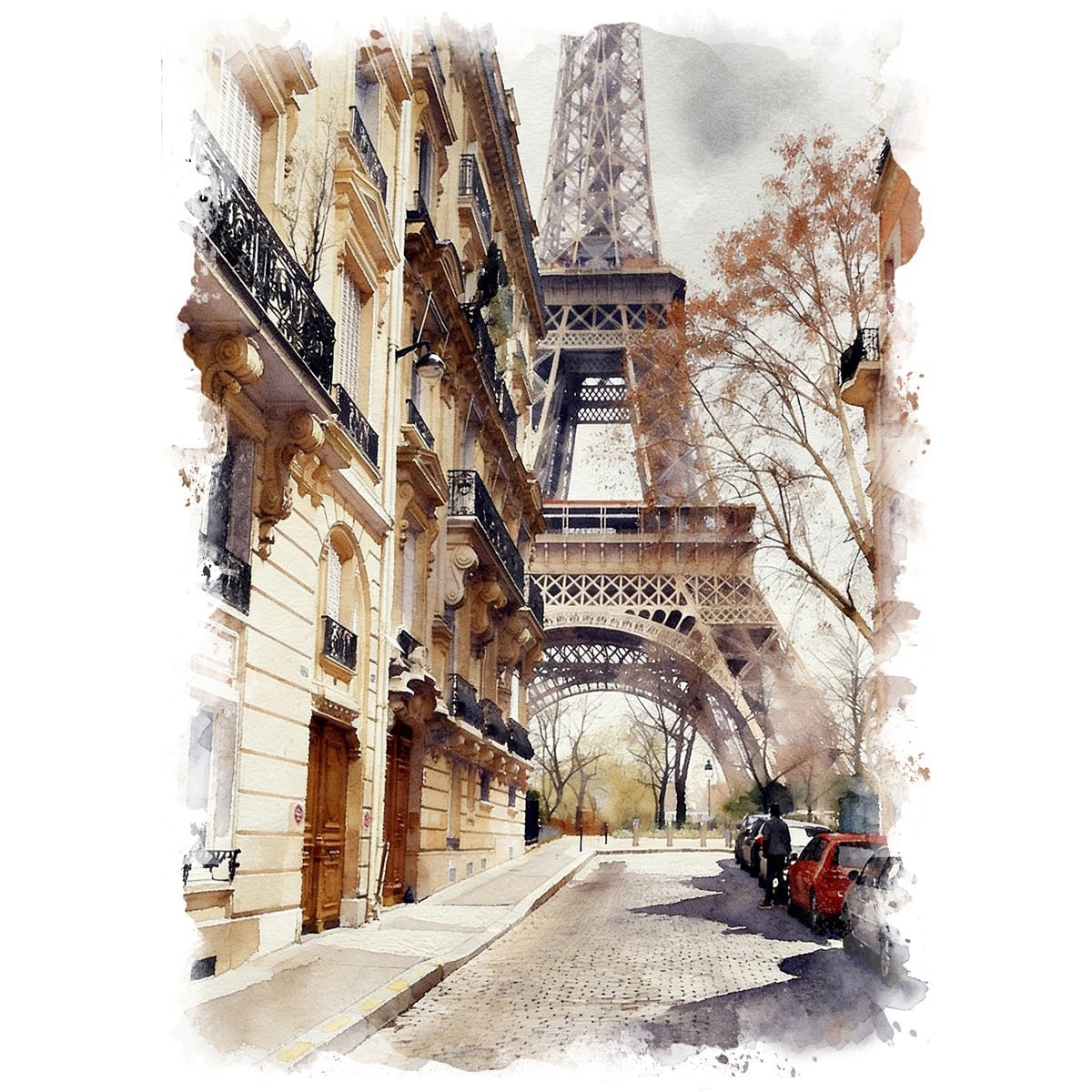 パリの風景画 エッフェル塔 額縁付き 絵画 フランス 風景画(街並み) パリ エッフェル塔 インテリアアート額