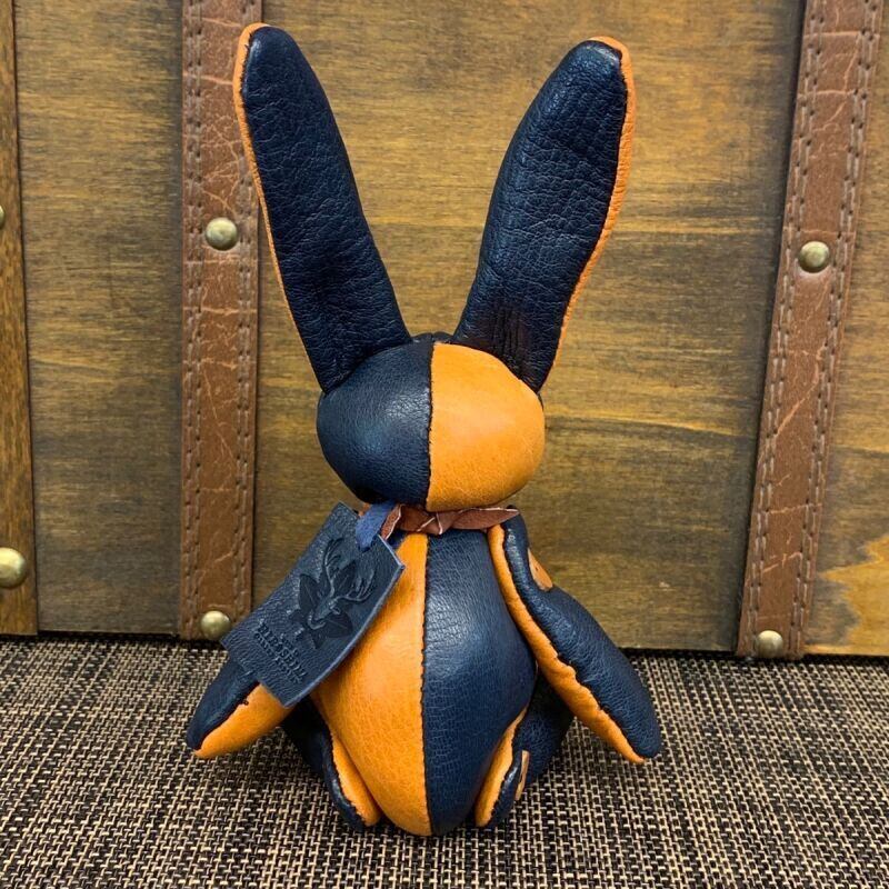 ジビエレザー鹿革ベルラビ★マイスターの手作り「ベルズラビット」インディゴ×キャメル系　写真の1点販売です