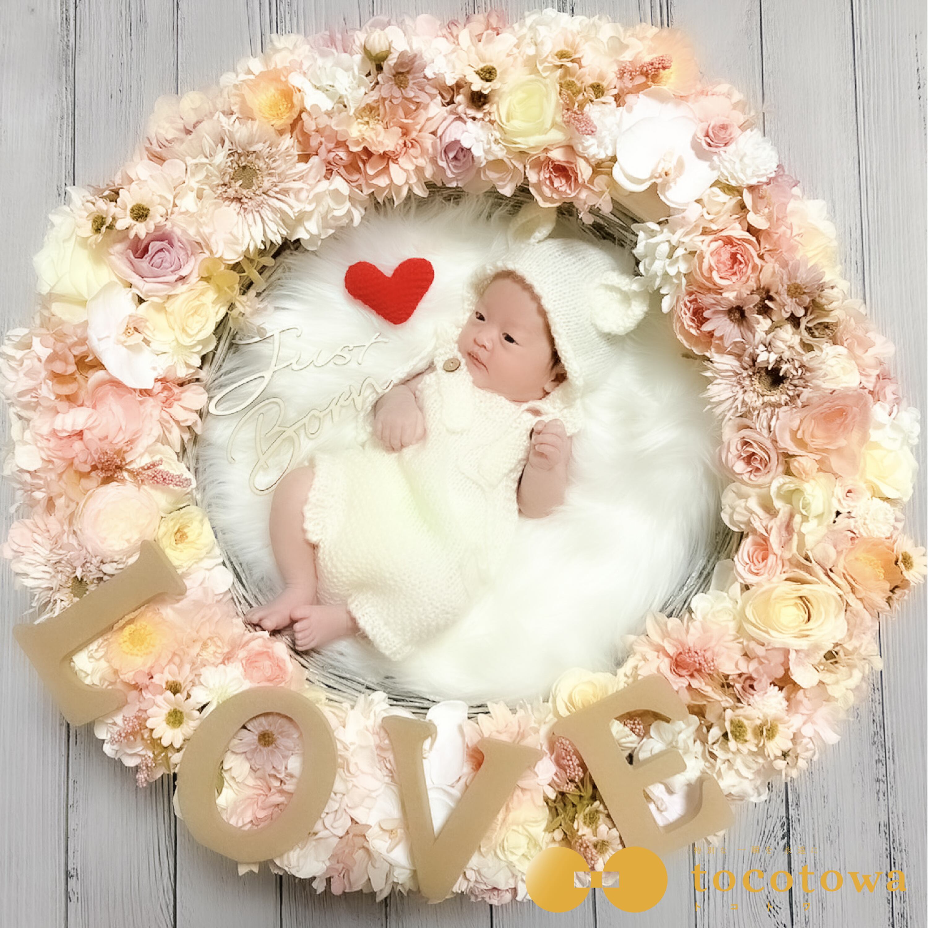 【くすみピンクリース】ニューボーンフォト撮影セット|おうちで簡単レンタル