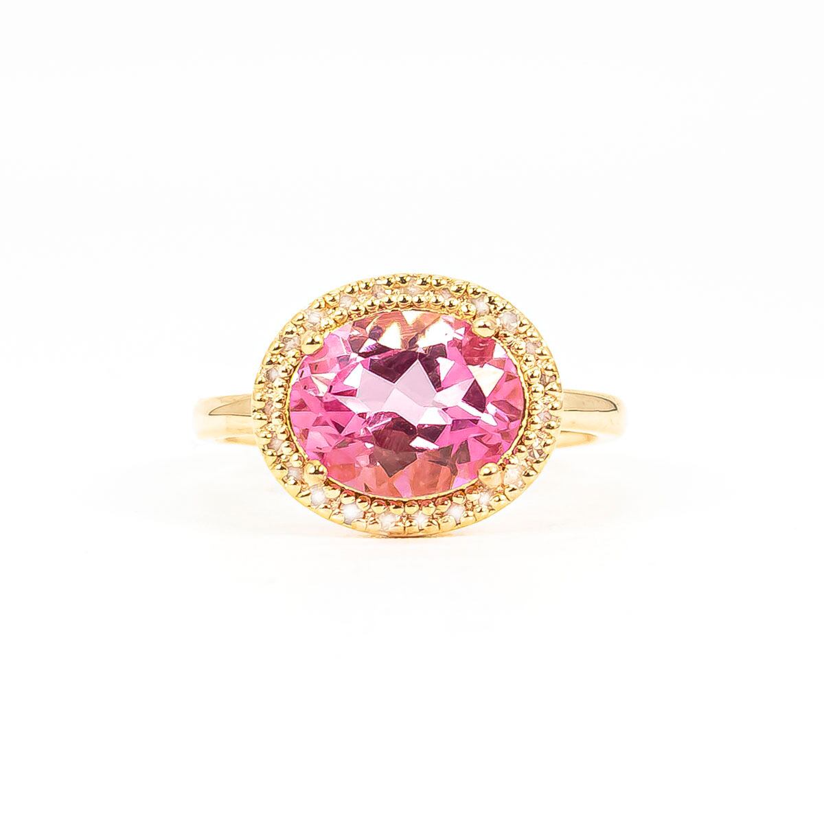 ト*ー様 金製リング ピンクトパーズ ダイヤモンド風 ピンクトパーズ ダイヤモンドメレリング イエローゴールド | ＜天然石