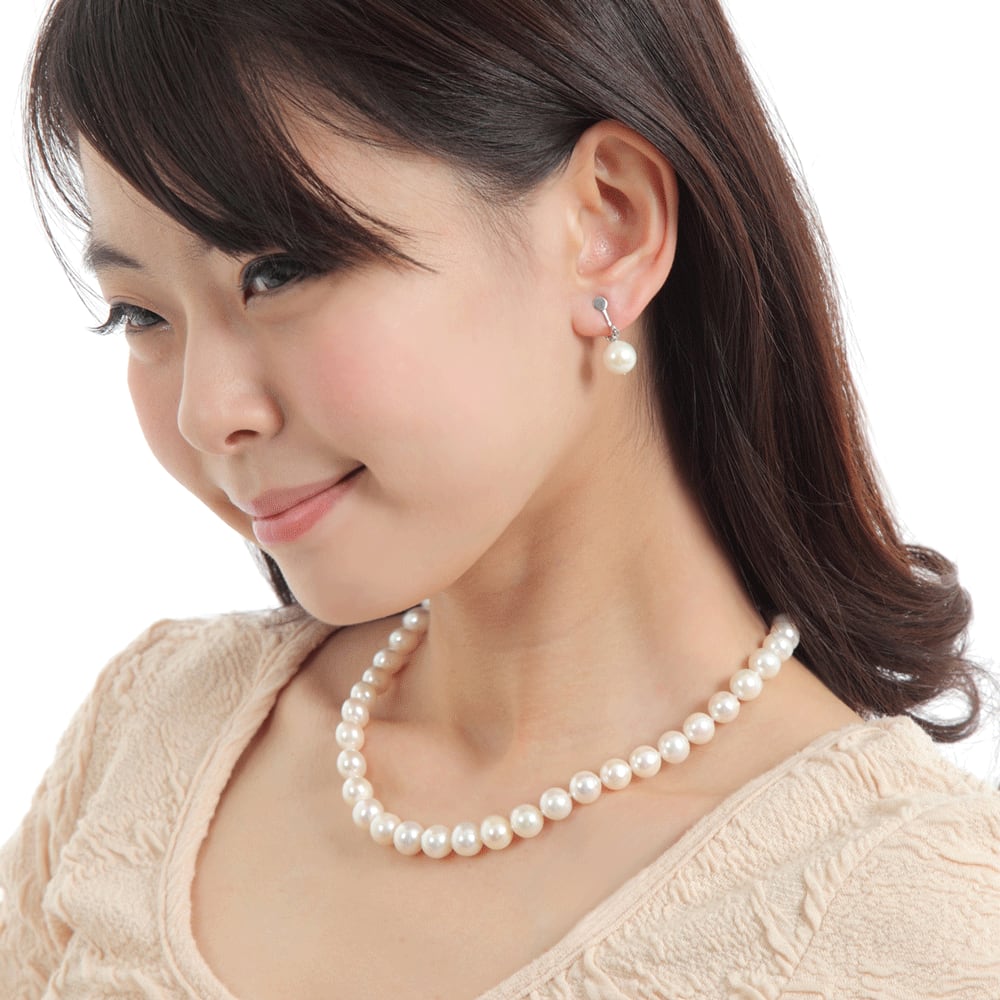 送料無料 冠婚葬祭用 本真珠ネックレス＆ピアスorイヤリングセット 
