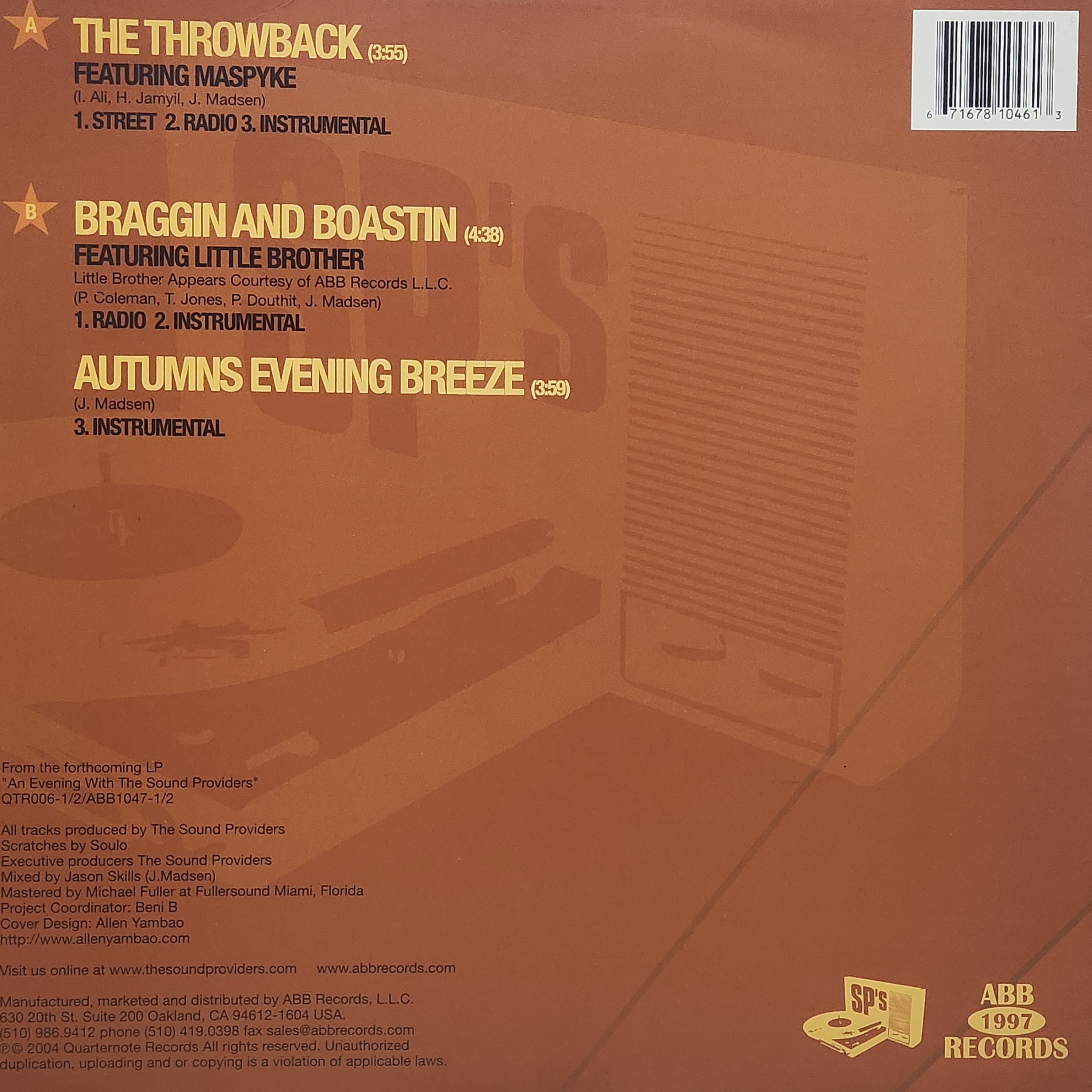 Sound Providers / The Throwback / Braggin And Boastin [QTR005-1, ABB1046-1] - 画像2