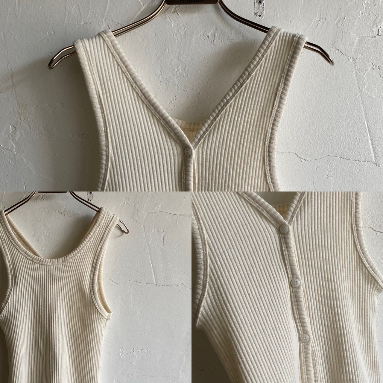 Ribbed multiway strwtch tank/Offwhite