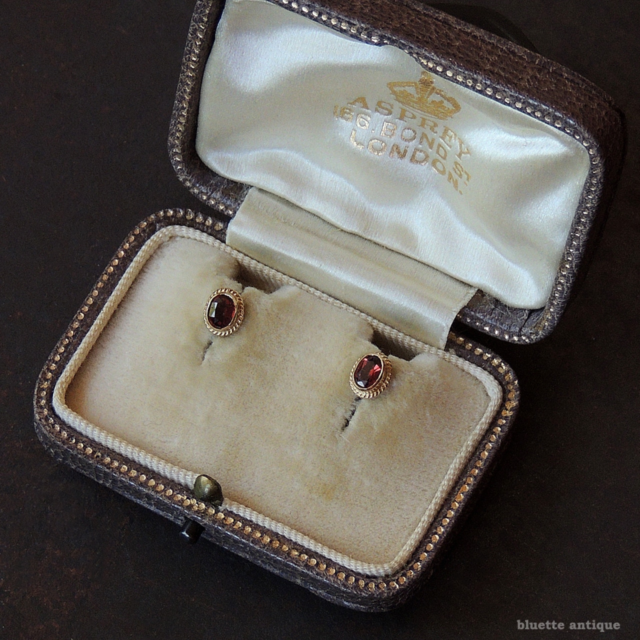 ヴィンテージジュエリー 9ctゴールド 天然ロードライトガーネット ピアス (ソーティングメモ付)