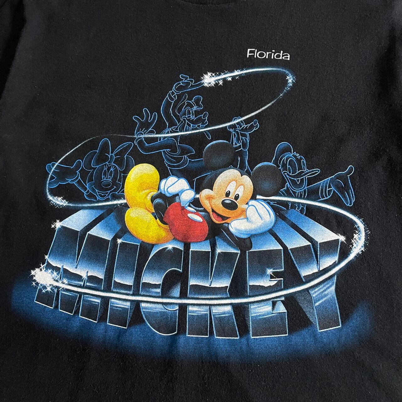 00年代 DISNEY ディズニー MICKEY FROLIDA ミッキーマウス キャラクタープリント Tシャツ メンズL 古着 00s ヴィンテージ  ビンテージ ミニーマウス ドナルドダックグーフィー プルート ブラック 黒 【Tシャツ】【FSS2308-50a】 | cave ...