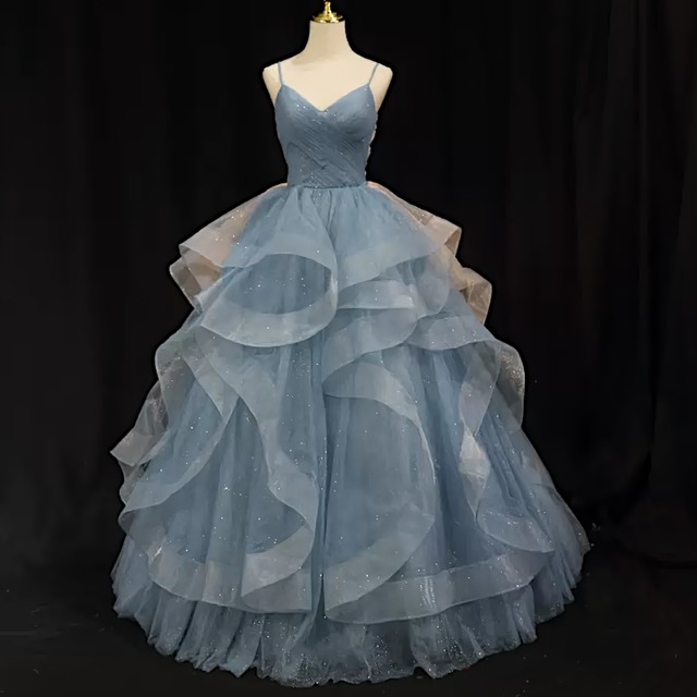 胸元クロス・ティアードドレスR 1281