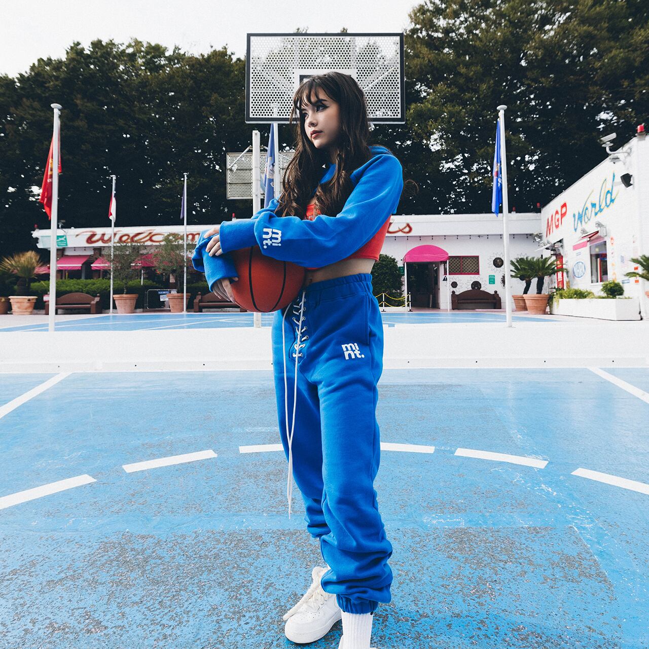 lace up sweat pants (blue) | mint.byminami