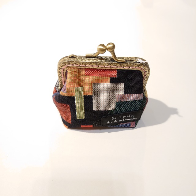 がま口 ポーチ ゴブランブロック Sとっても かわいい ロゴ内布貼り シェール Chere Art Craft Atelier