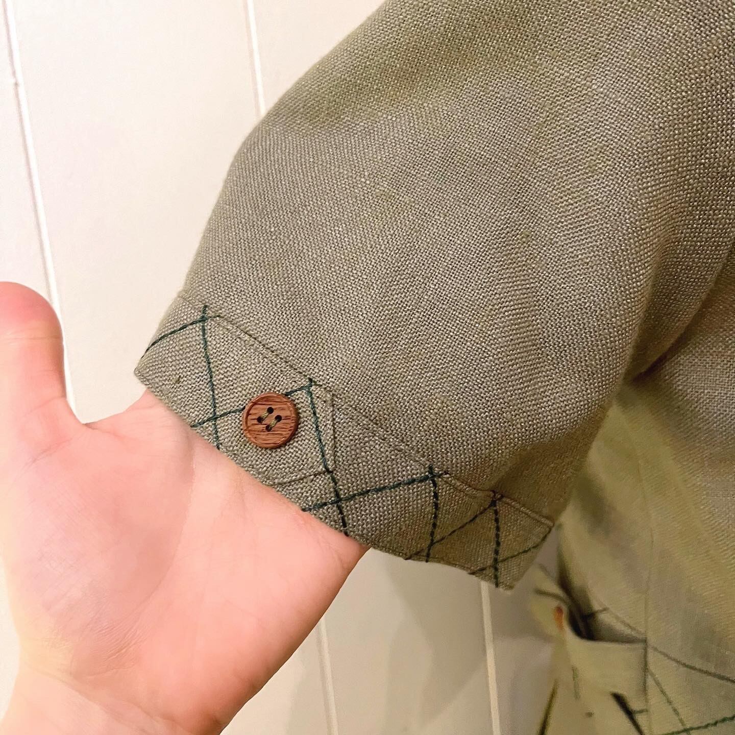 moss green check stitch one-piece