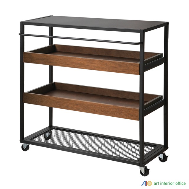 Wagon Rack 引き出し２杯付のワゴンラック 大型キャスターで楽に移動 anw-2838br