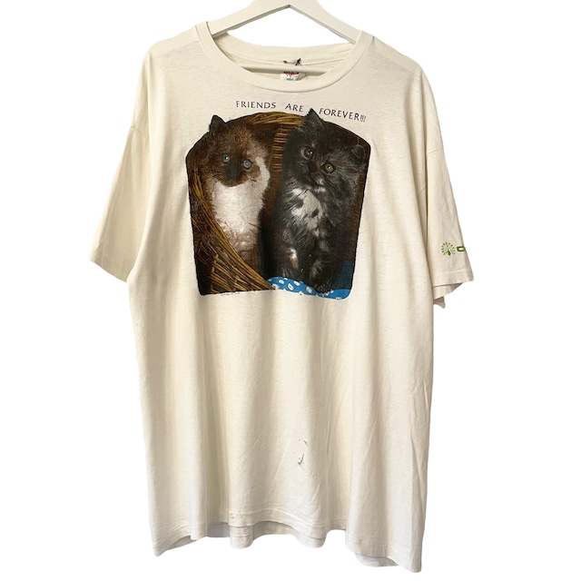 90's PRINT OF TAILS Cat set print Tee made in USA