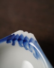 変形皿　富士山　染付　２枚　A