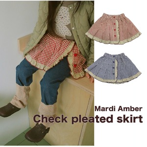 【即納】mardi amber / Check pleated skirtチェックプレートスカート　90〜130cm