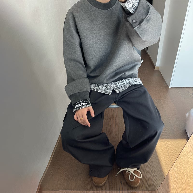 dannyandzeeトレンド感抜群チェックレイヤードトレーナー | mblueshop