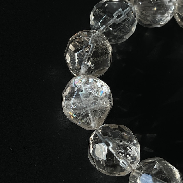ブラジル産 スモーキークォーツ ブレスレット｜大玉 約16〜17mm｜クラック入り・虹あり｜天然石