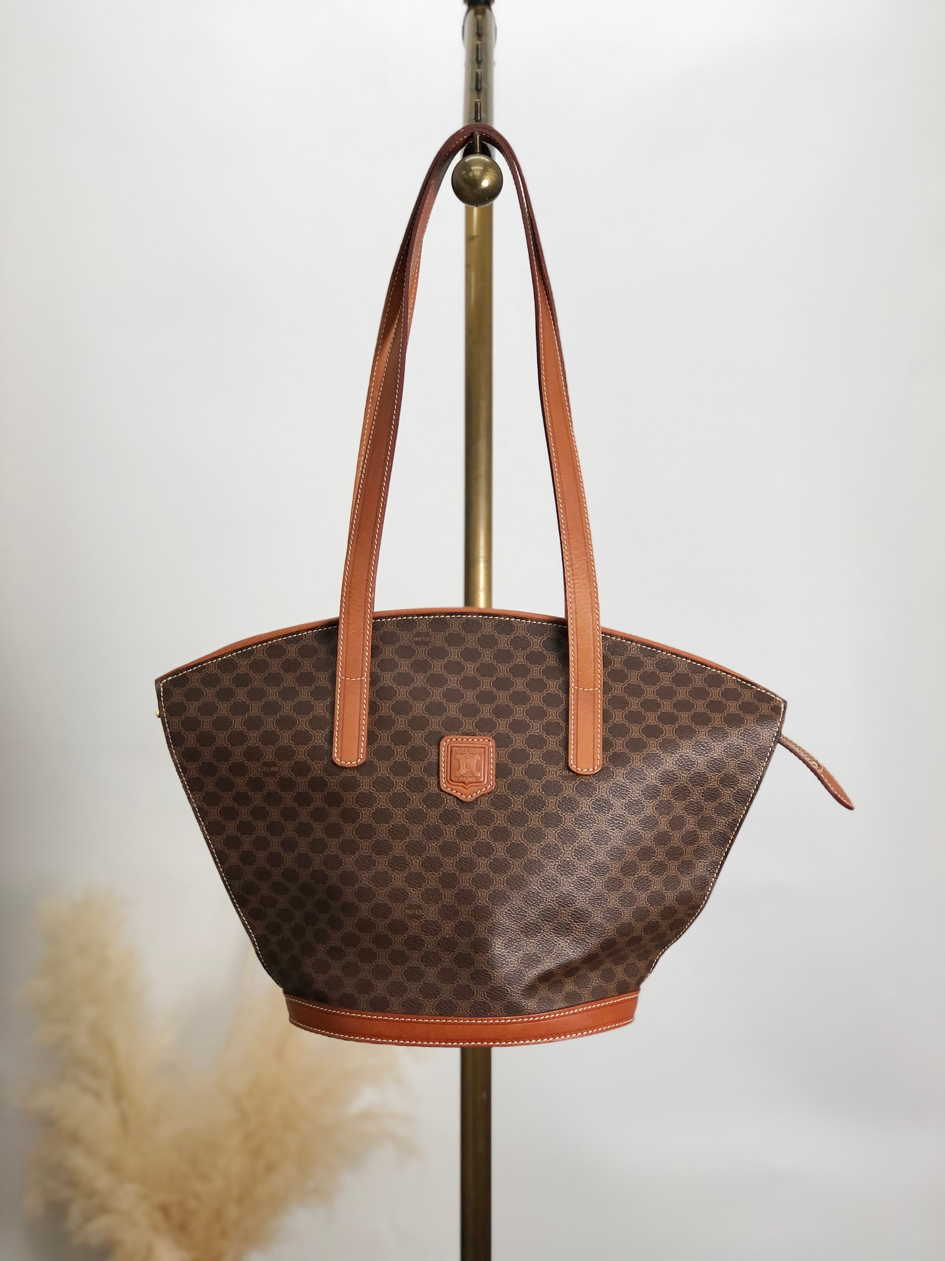 CELINE セリーヌ オールドセリーヌ マカダム トートバッグ ヴィンテージ CELINE セリーヌ マカダム トートバッグ ブラウン ブラゾン型押し PVC