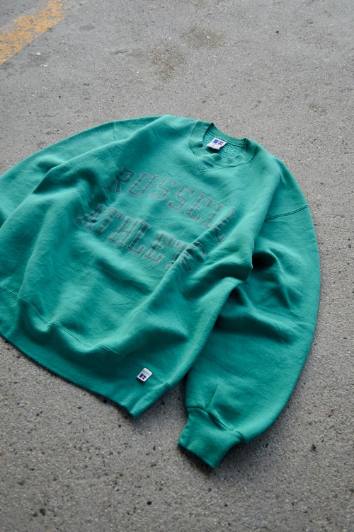 RUSSELL ATHLETIC 80s-90s 50/50 Gazette Crew Print Sweat Made in USA AL35010 L ラッセルアスレチック USA製 80年代後期-90sプリントスウェット