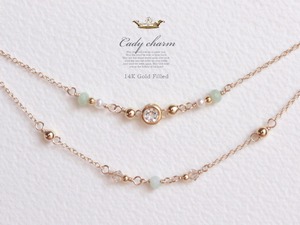 Candy charm 14KGF2連Bracelet/翡翠/5月誕生石