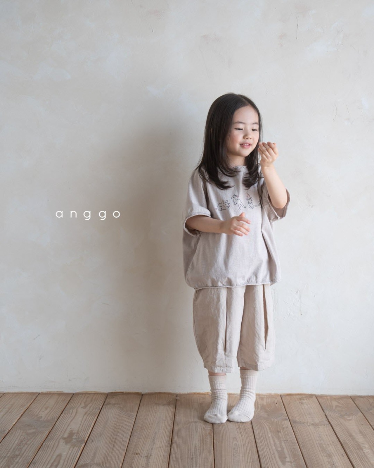 【anggo】タックミディアムパンツ ベージュ 80〜120cm  240712 - 12
