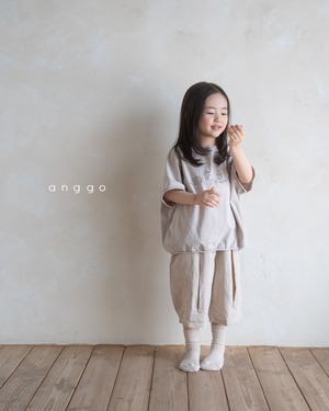 【anggo】タックミディアムパンツ ベージュ 80〜120cm  240712
