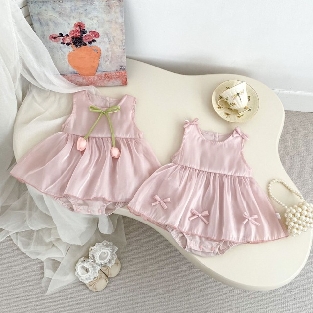 【BABY】チューリップリボンプリンセスワンピースロンパース - 1