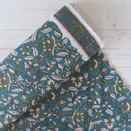 ブロックプリント生地【50cm単位】インド綿  片耳デザイン付き 花柄 グリーン #45894-GR1