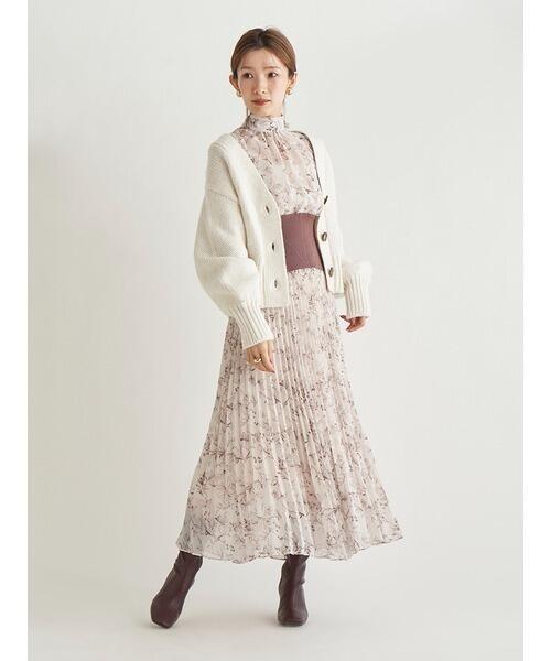 ワンピース ウエストリブフレアスリーブプリーツワンピース | サクラノミセ 