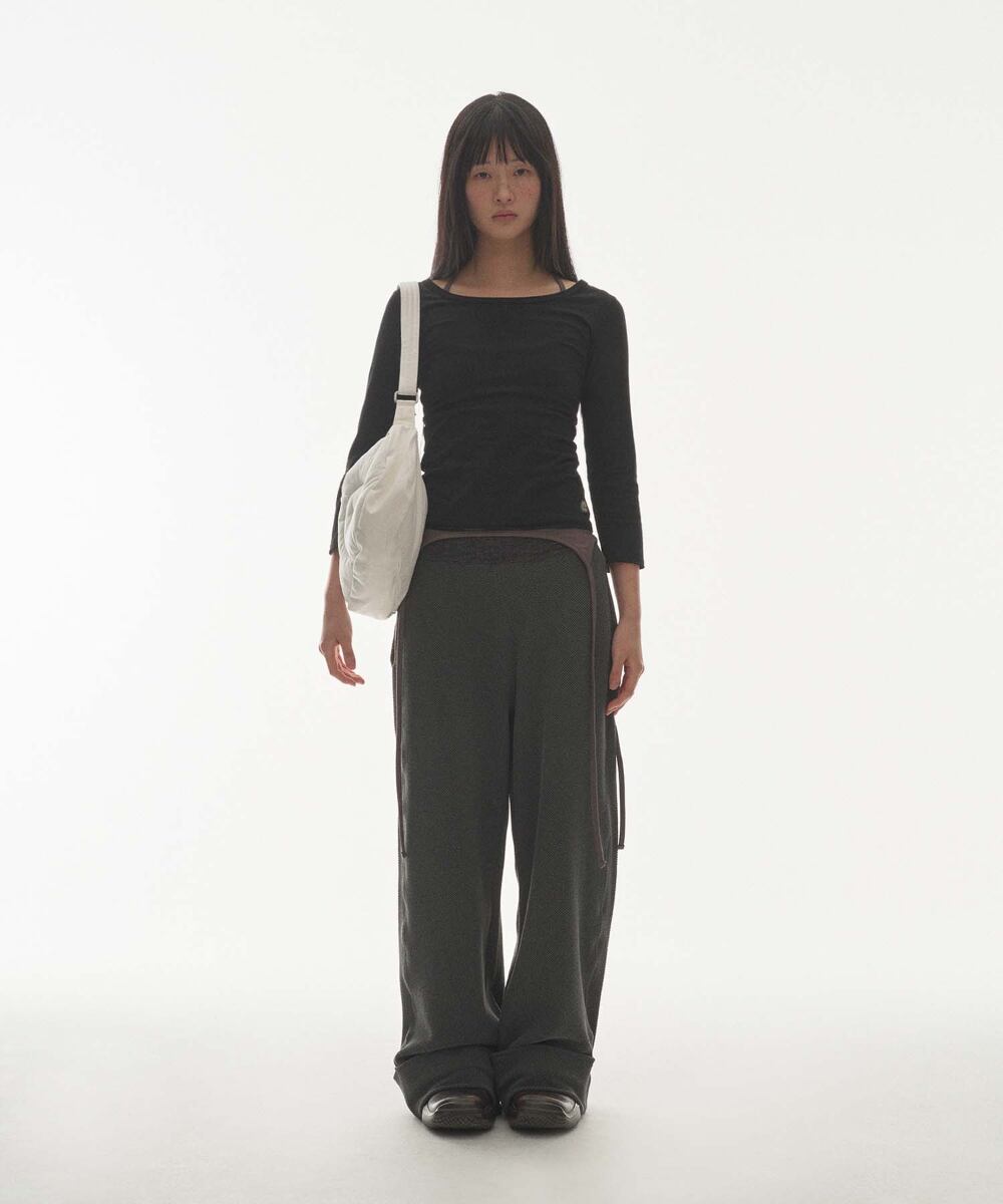 COYSEIO] RIBBED BAND PANTS CHARCOAL 正規品 韓国ブランド 韓国通販
