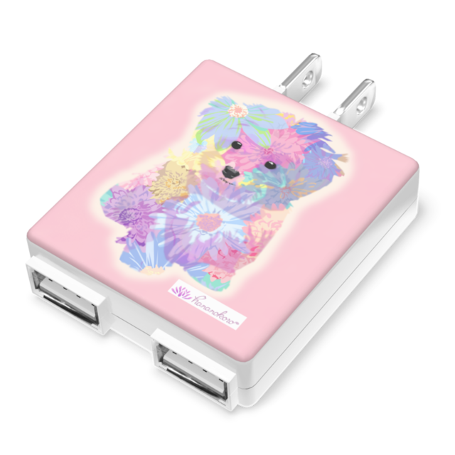 つばさ作「花わんこ」・USB充電器(送料込み)