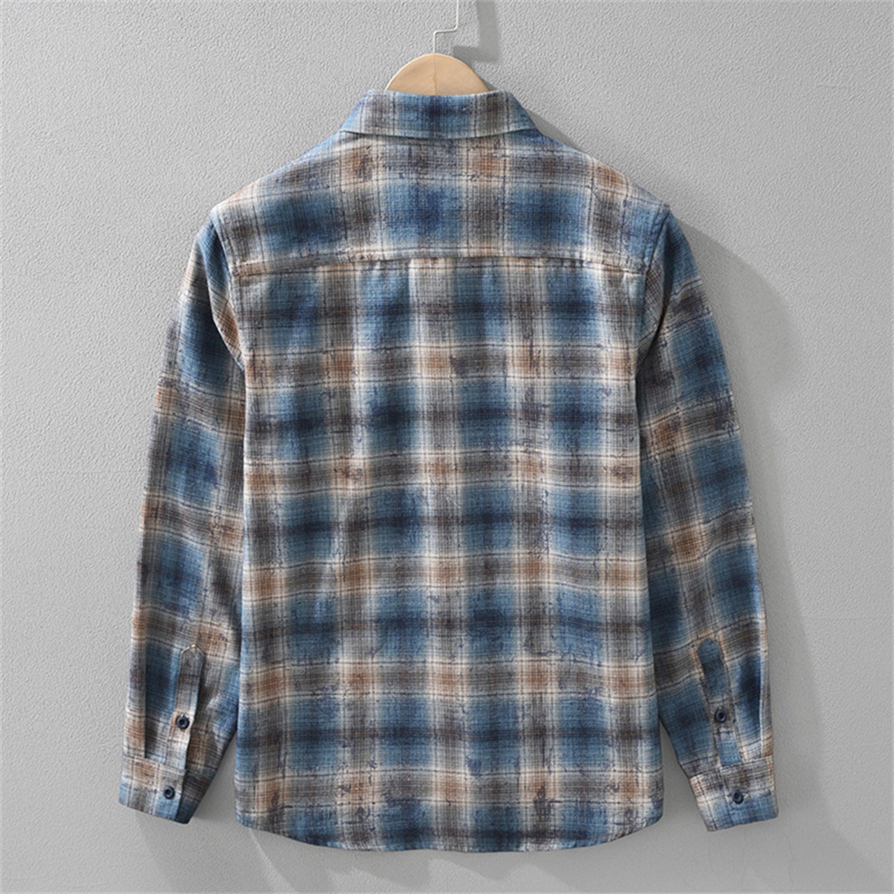 【M-3XL】Washed Check Long Sleeve Shirt / ウォッシュ チェック 長袖 シャツ