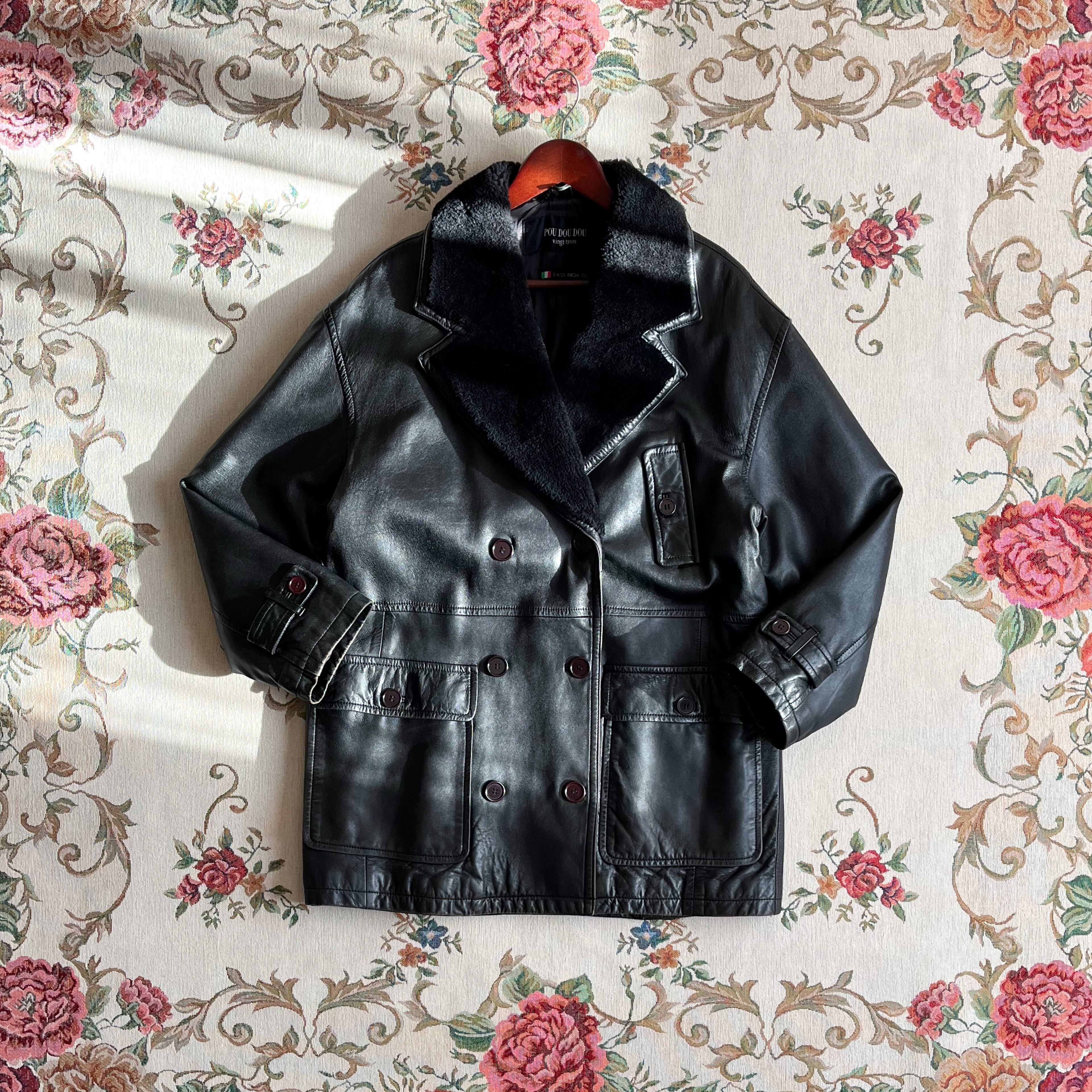 vintage lamb leather boa jacket