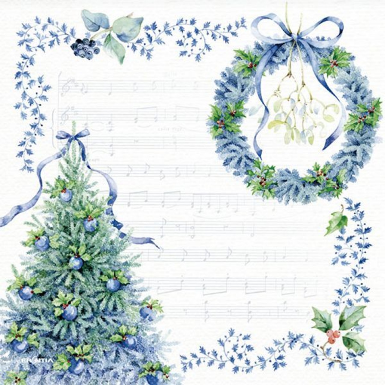 ペーパーナプキン　ブルークリスマス