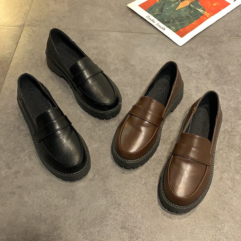 レザースタイルウィンターカジュアルスタンダードブラックシングル 靴 シューズ レトロ 冬物 部族の婦人靴38248198487