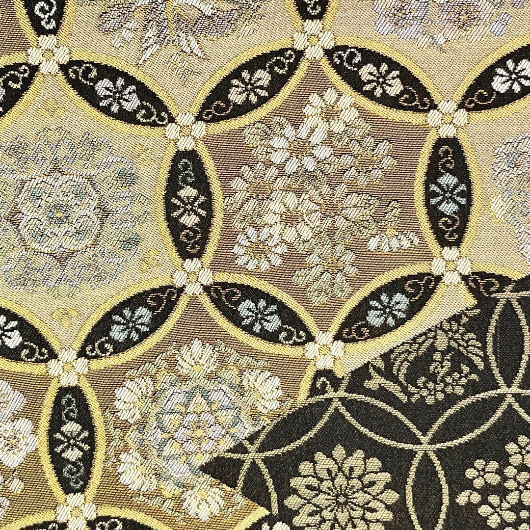 明綴れ 袋帯 七宝繋ぎ 鳳凰 鳥 花文様 正絹 金糸 手織り