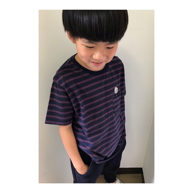 Simva Boys&Girls 604-0002B Navy/Purple W-Pocket Border Crew