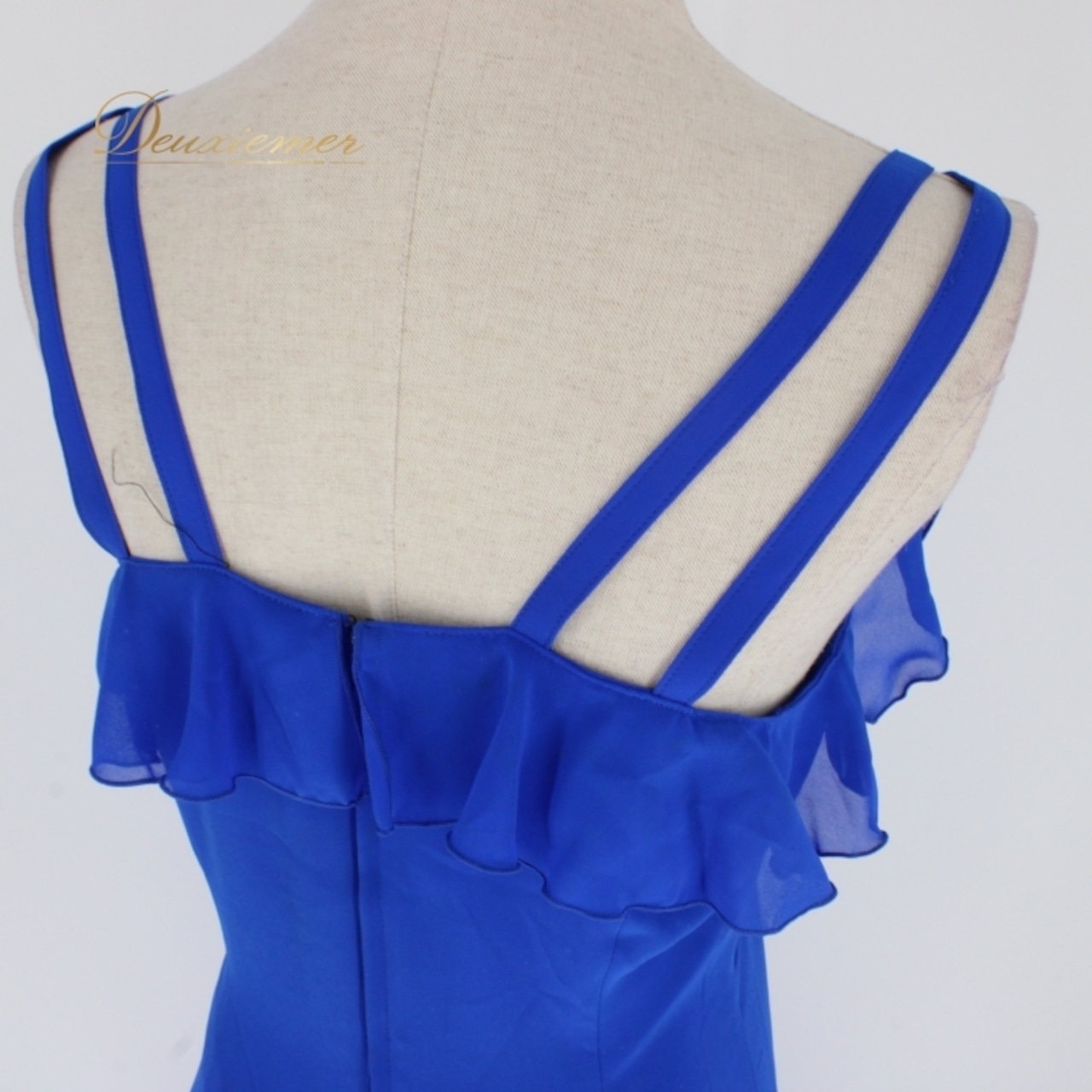 社交ダンス 衣装 スタンダード ラテン ドレス ワンピース レッスンウェア パーティドレス PAPILLON パピヨン 青 ブルー系 シンプル 上品 レッスン用 コスチューム 女性用 衣装 ドレス ビビッドカラー モダンフィーリング 上品デザイン 躍動感 108cm丈 Mサイズ パーティー用 可愛いフリル フロアロング 体型カバー 伸縮性無し ポリエステル製 クラシックスタイル ダンスウェア