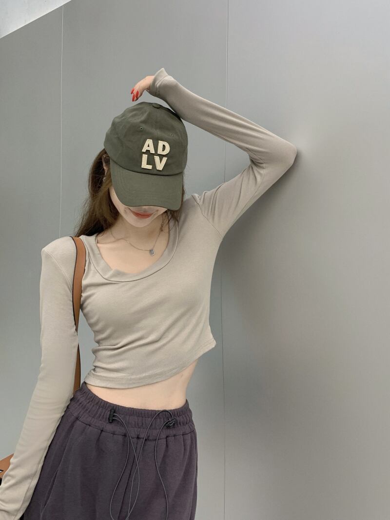 スリムTシャツ シャツ レディースカーキトップス オータムショート ロング 秋物 モンロー93263604825