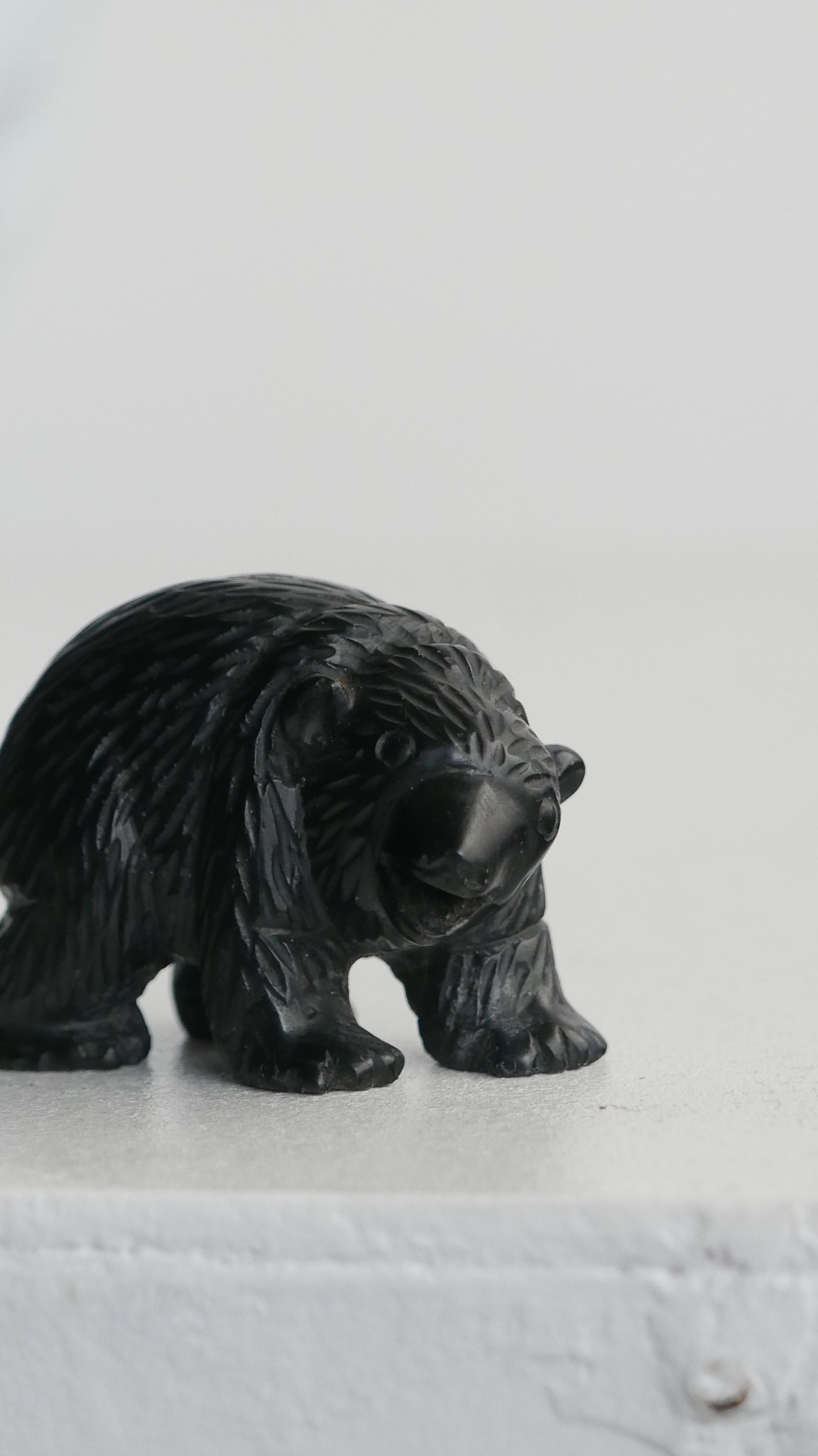 old japan , stone bear " japanese obsidian  ( 十勝石 / 黒曜石 ) "