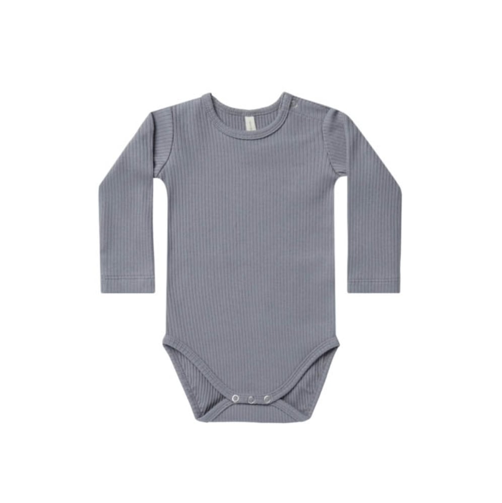 Quincy Mae - ribbed longsleeve bodysuit / washed indigo