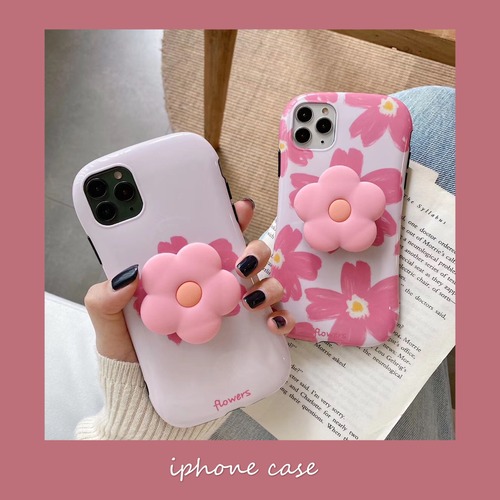 可愛さUP☆iPhone11 Pro/11/XS/XRケース 花柄 ポップソケッツ付
