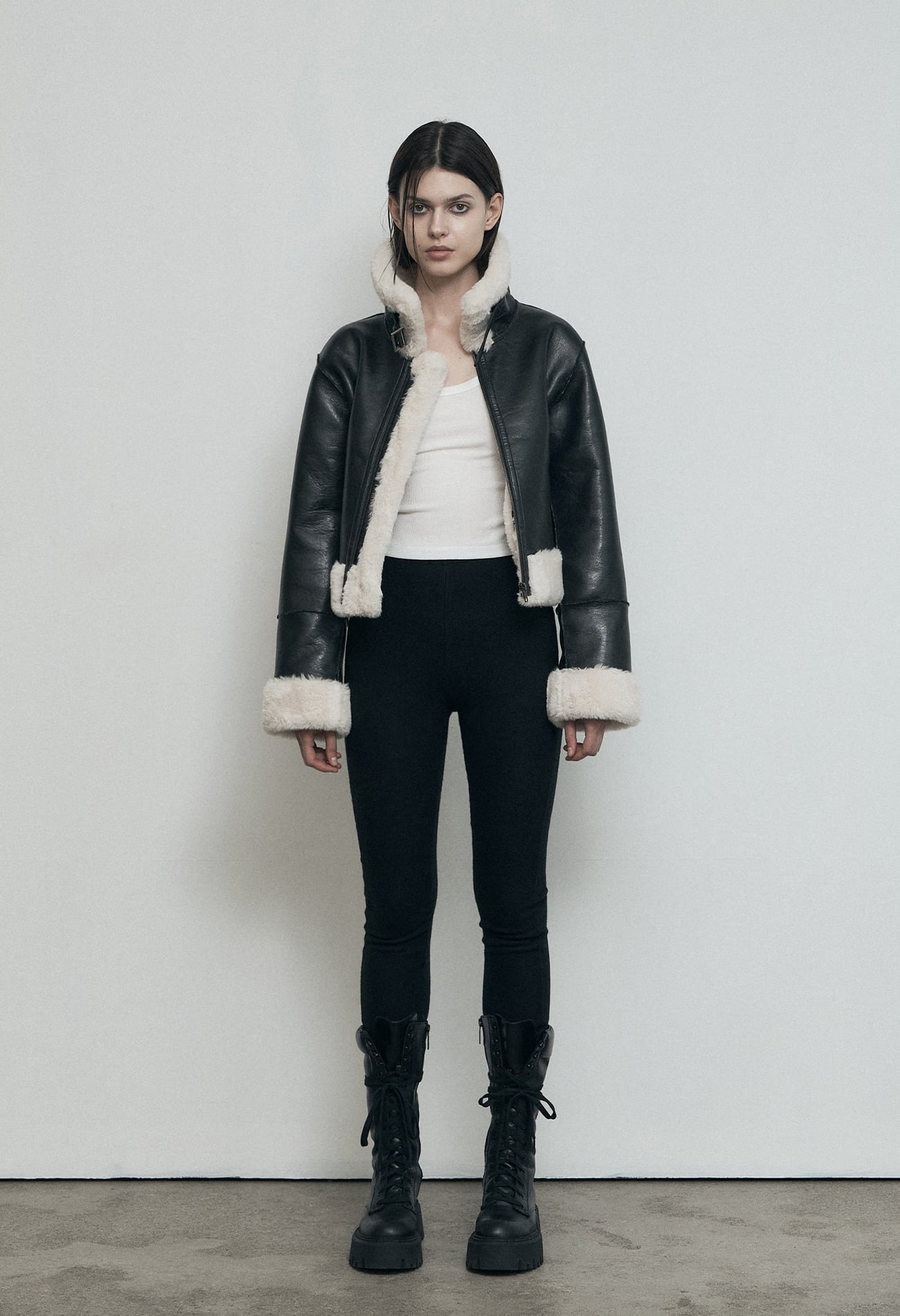 BOHEMIAN SEOUL] SLIM FIT SHEARLING JACKET, BLACK 正規品 韓国