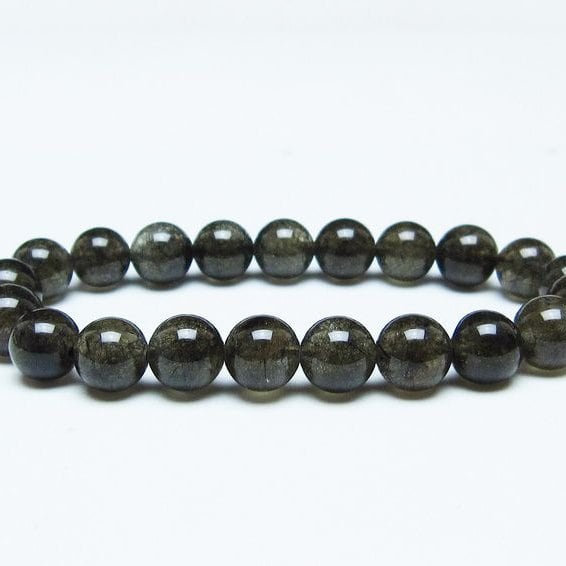 ブラックルチルクォーツ ブレスレット 9mm ブラックトルマリン トルマリネイテッドクォーツ 一点物 メール便可 [M便 1/10] 111-47025