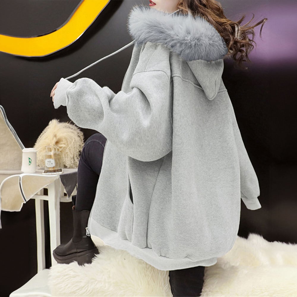 ジップアップ パーカー レディース 韓国 羽織り トップス 秋冬 裏起毛 防寒 保温 おしゃれ ストリート系 カジュアル 大人 かわいい ジップパーカー ゆったり オーバーサイズ 大人可愛い 大人女子