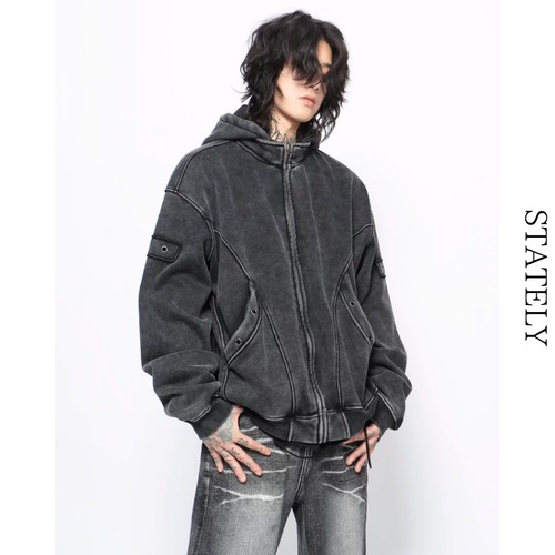 Vintage Wash ヘビーウェイトジップパーカー_T93 画像